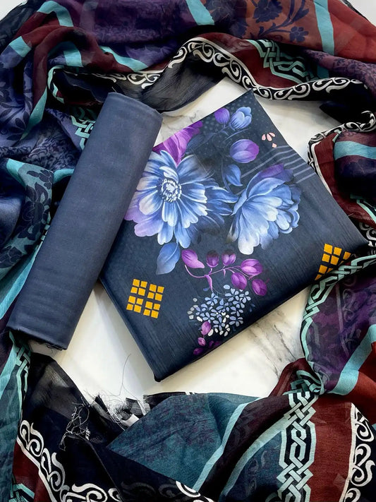 3PC LUXURY LAWN PRINTED
