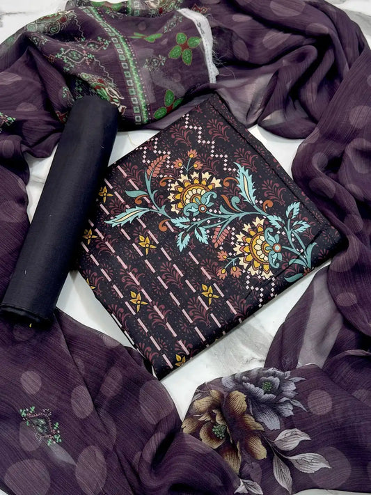 3PC LUXURY LAWN PRINTED