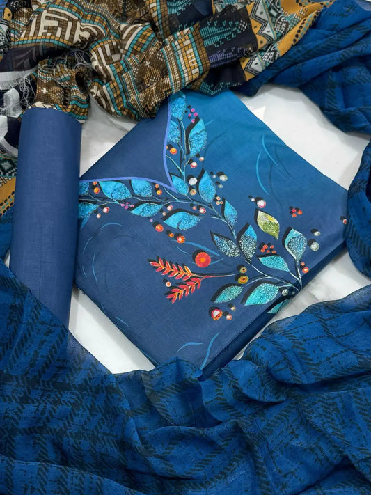 3PC LUXURY LAWN PRINTED