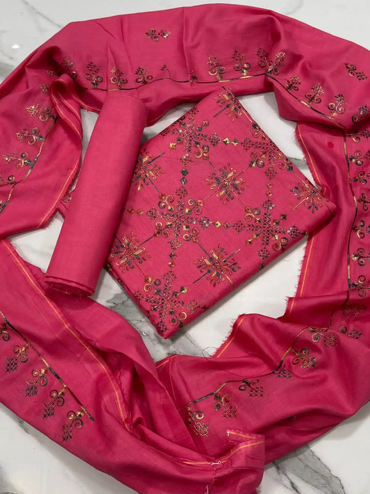 3PC PURE LAWN HEAVY EMBROIDERED