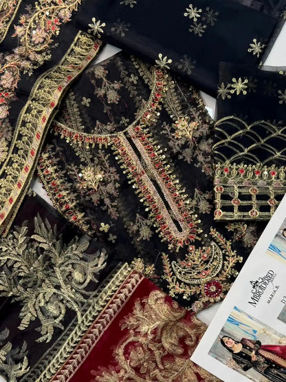 4PC BLACK FANCY HEAVY EMBROIDERY WORK