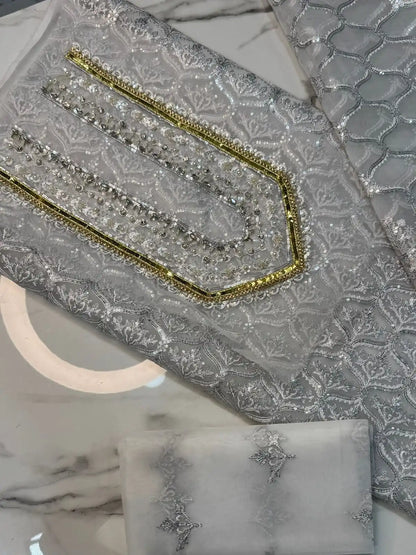 4PC SILVER FANCY HEAVY EMBROIDERY WORK