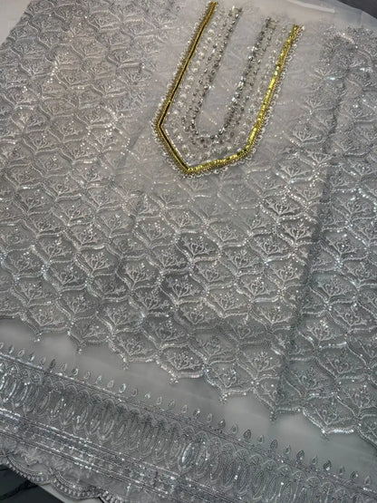 4PC SILVER FANCY HEAVY EMBROIDERY WORK