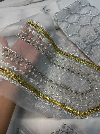 4PC SILVER FANCY HEAVY EMBROIDERY WORK