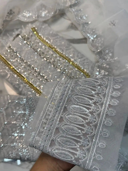 4PC SILVER FANCY HEAVY EMBROIDERY WORK