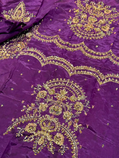 4PC RAW SILK FANCY SUIT FULLY EMBROIDERED WORK