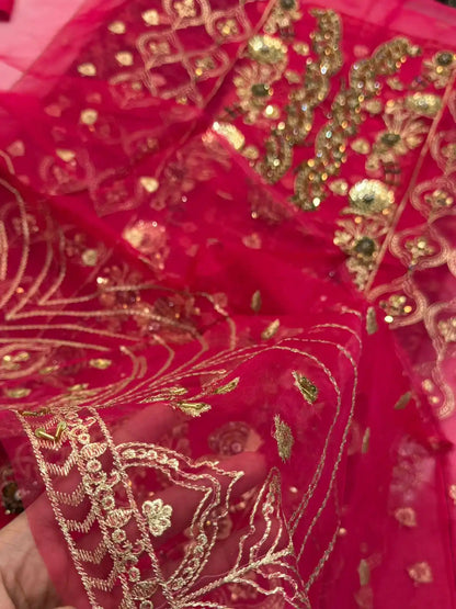 4PC PINK FANCY HEAVY EMBROIDERY WORK