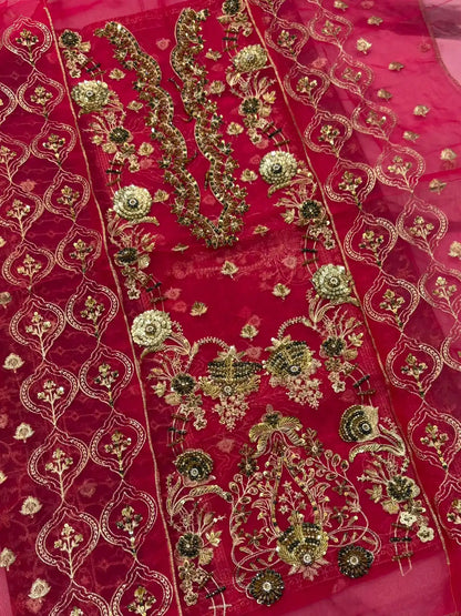 4PC PINK FANCY HEAVY EMBROIDERY WORK