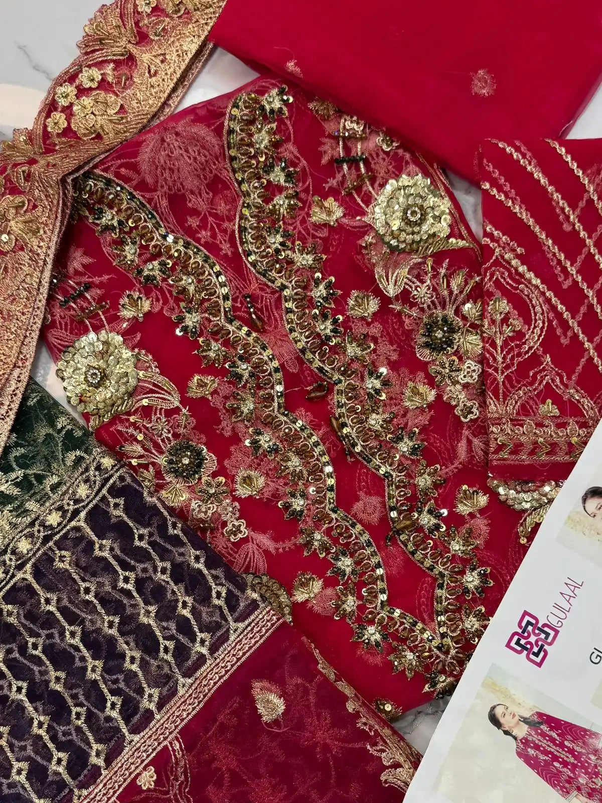 4PC PINK FANCY HEAVY EMBROIDERY WORK