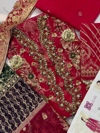 4PC PINK FANCY HEAVY EMBROIDERY WORK