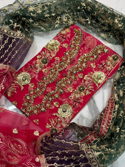 4PC PINK FANCY HEAVY EMBROIDERY WORK