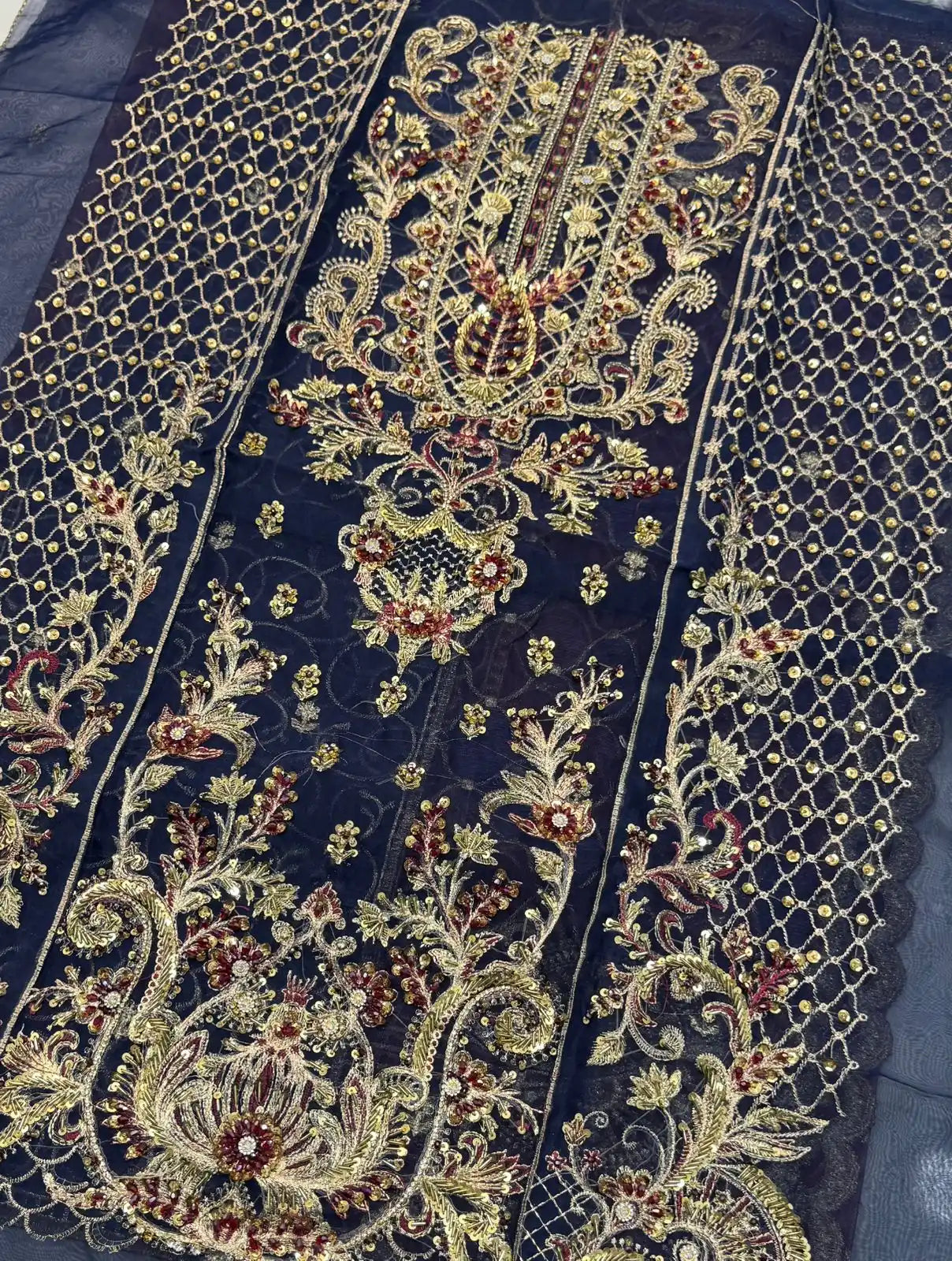 4PC BLUE FANCY HEAVY EMBROIDERY WORK