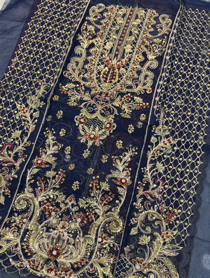 4PC BLUE FANCY HEAVY EMBROIDERY WORK