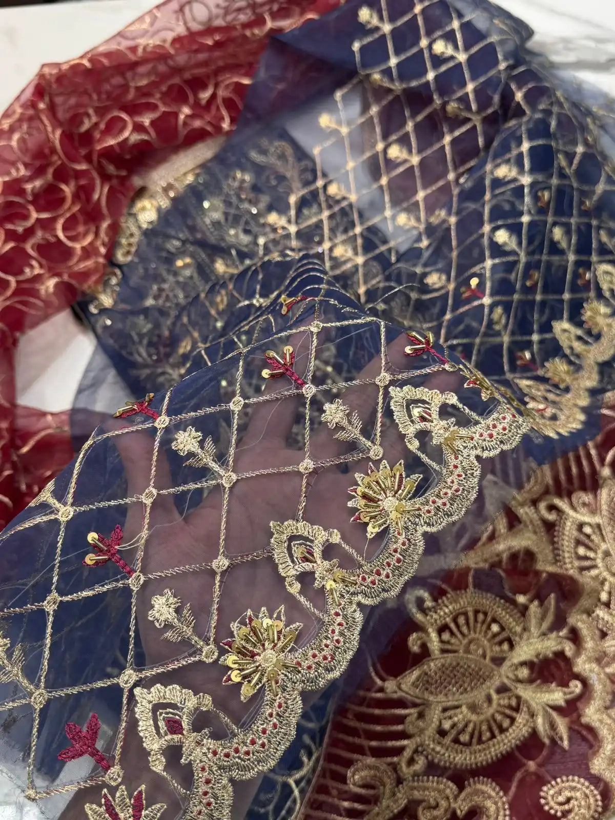 4PC BLUE FANCY HEAVY EMBROIDERY WORK