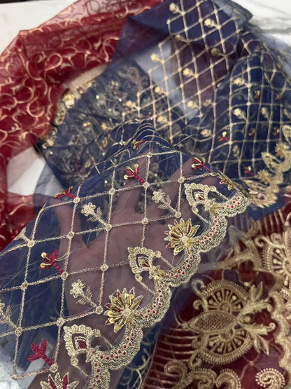 4PC BLUE FANCY HEAVY EMBROIDERY WORK