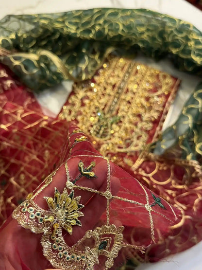 4PC MEHROON FANCY HEAVY EMBROIDERY WORK