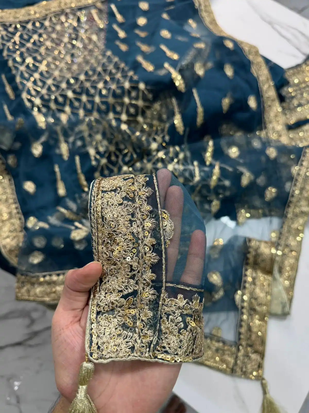 4PC RAW SILK FANCY SUIT FULLY EMBROIDERED WORK