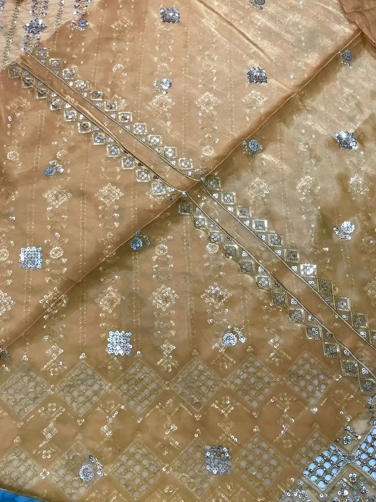 4PC SHEESHA SILK FANCY SUIT HEAVY EMBROIDERY WORK