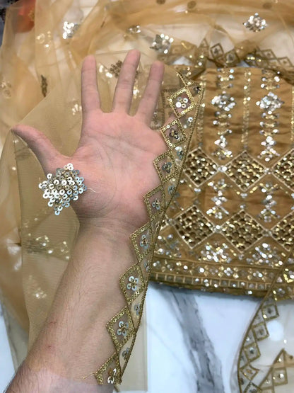 4PC SHEESHA SILK FANCY SUIT HEAVY EMBROIDERY WORK