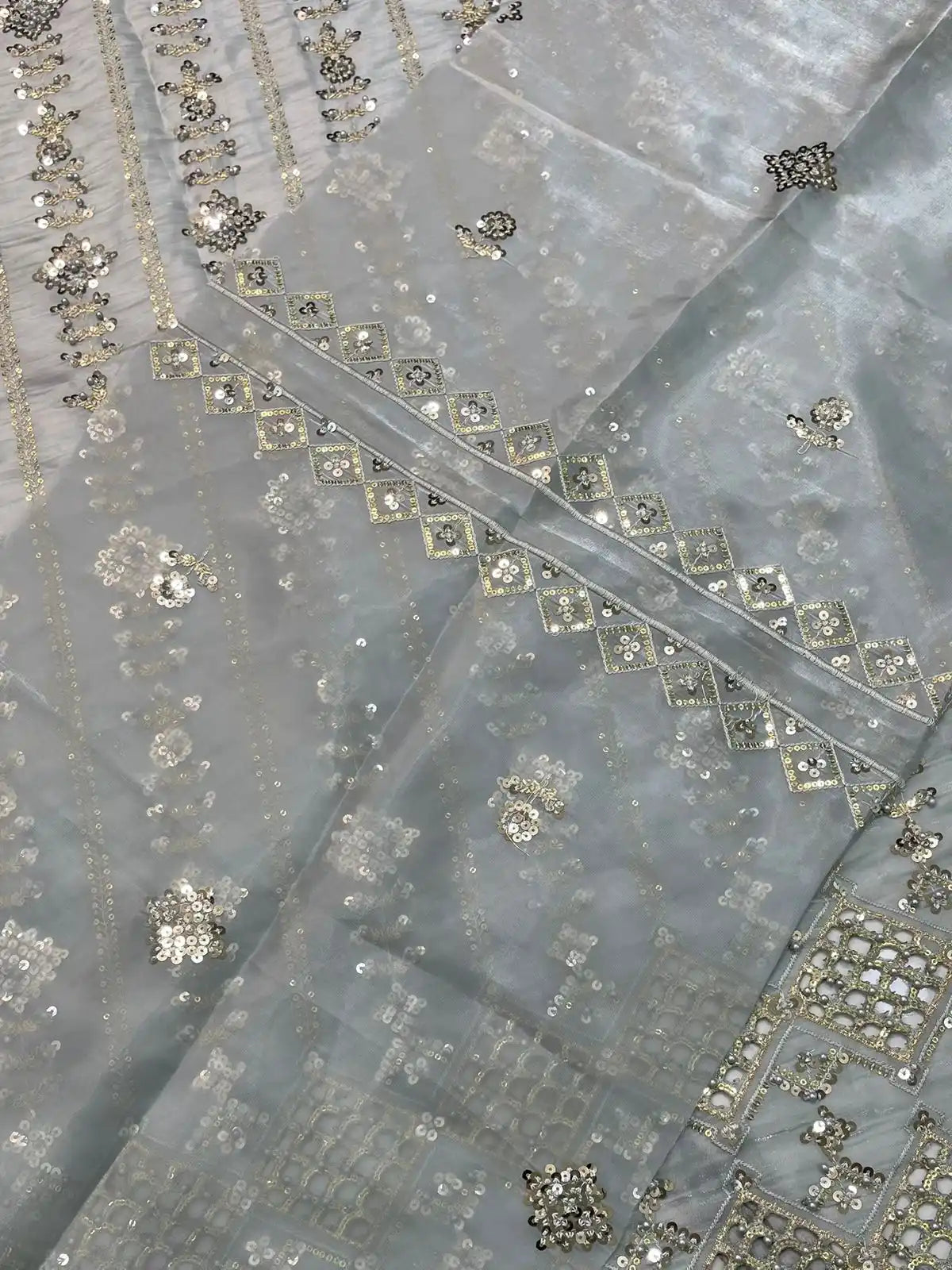 4PC SHEESHA SILK FANCY SUIT HEAVY EMBROIDERY WORK