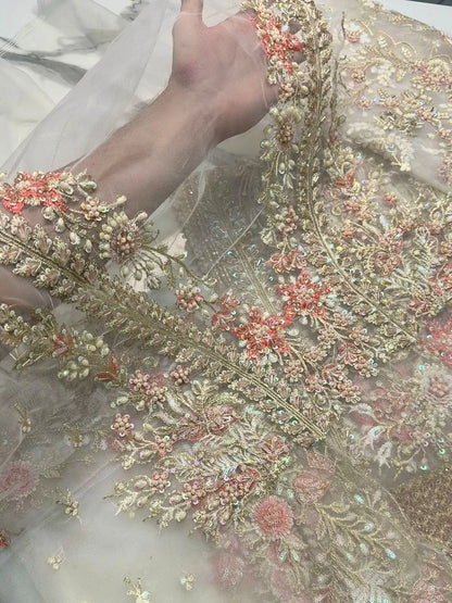 4PC WHITE HEAVY FANCY SUIT FULLY EMBROIDERED WORK