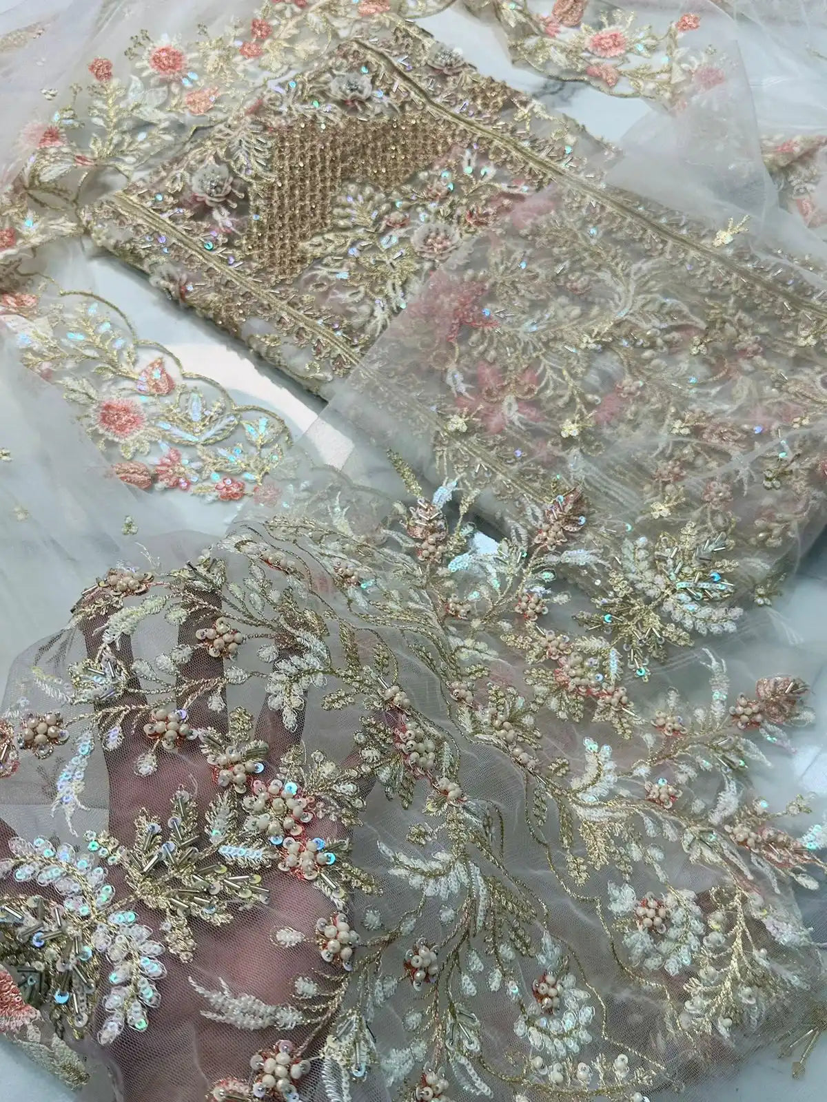 4PC WHITE HEAVY FANCY SUIT FULLY EMBROIDERED WORK