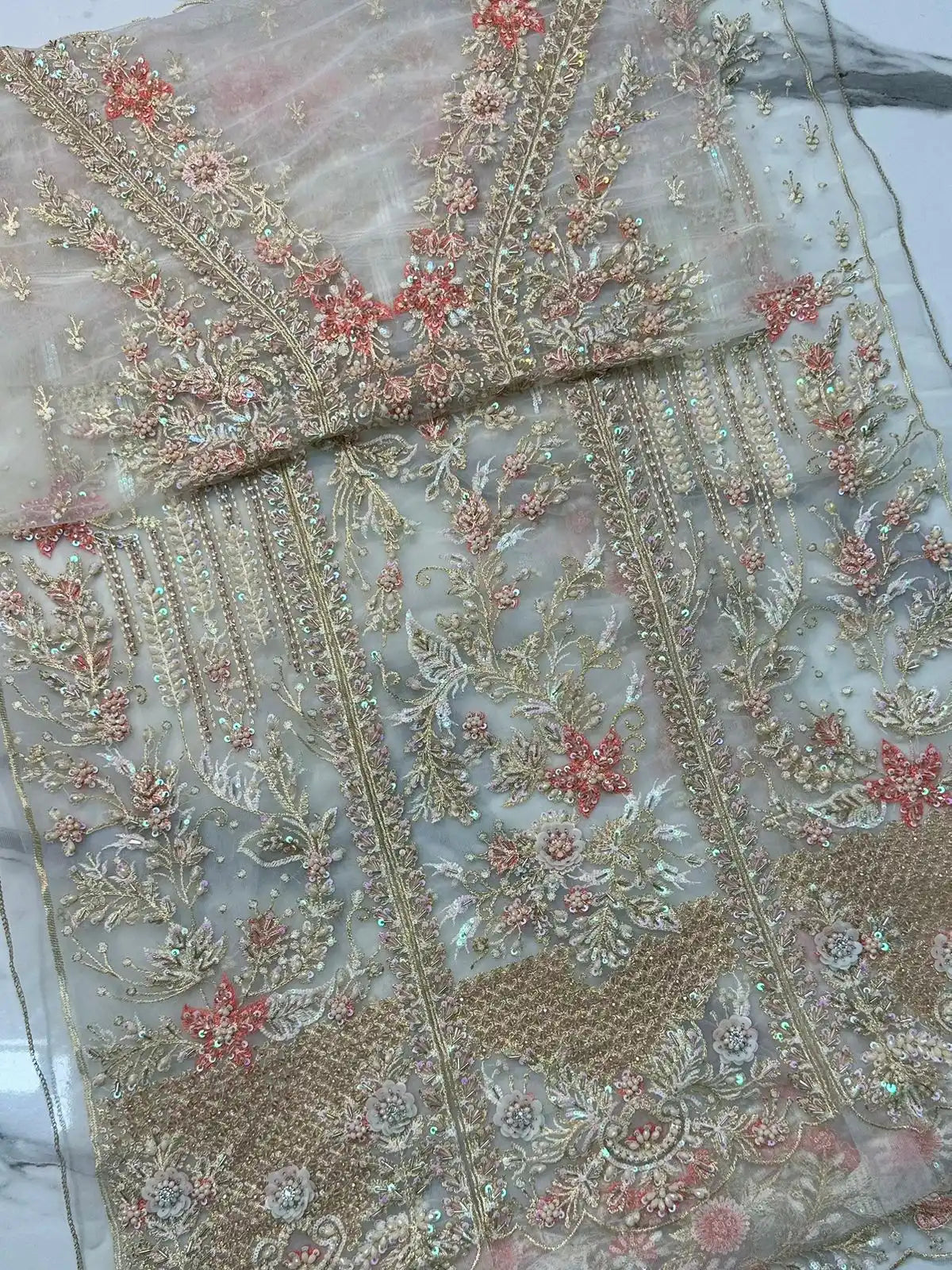 4PC WHITE HEAVY FANCY SUIT FULLY EMBROIDERED WORK