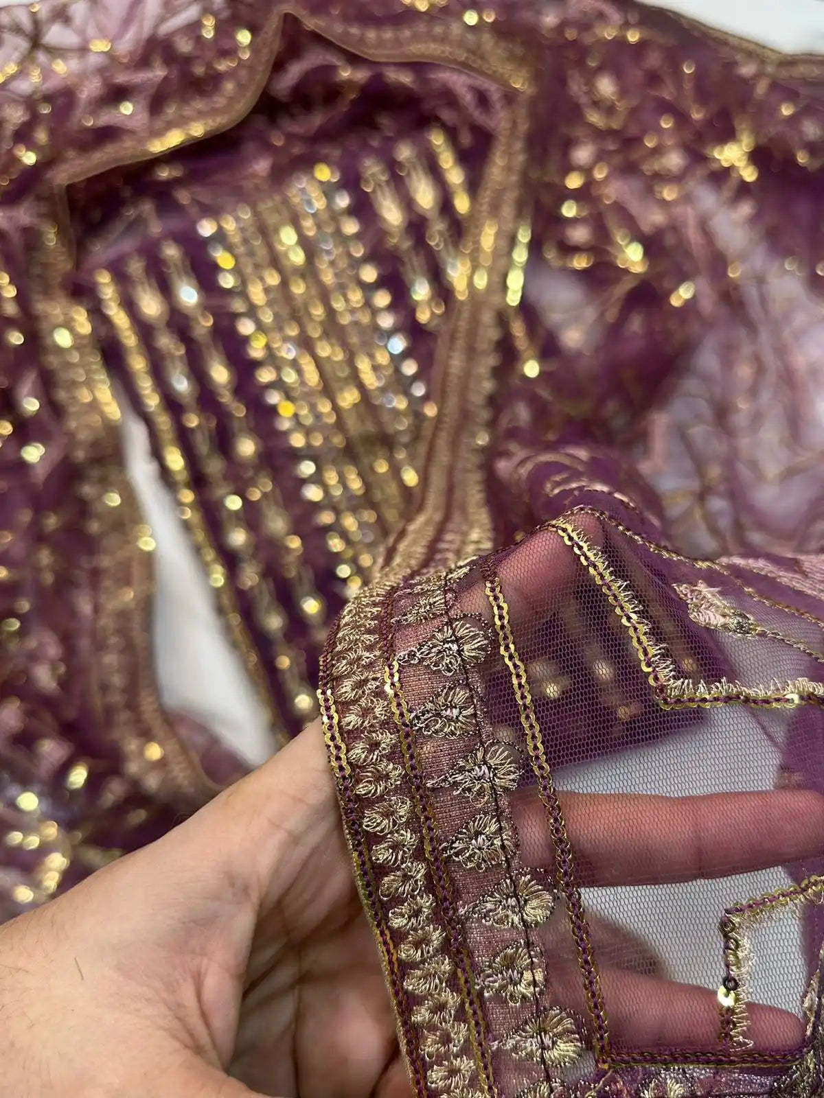 4PC PURPLE FANCY HEAVY EMBROIDERY WORK