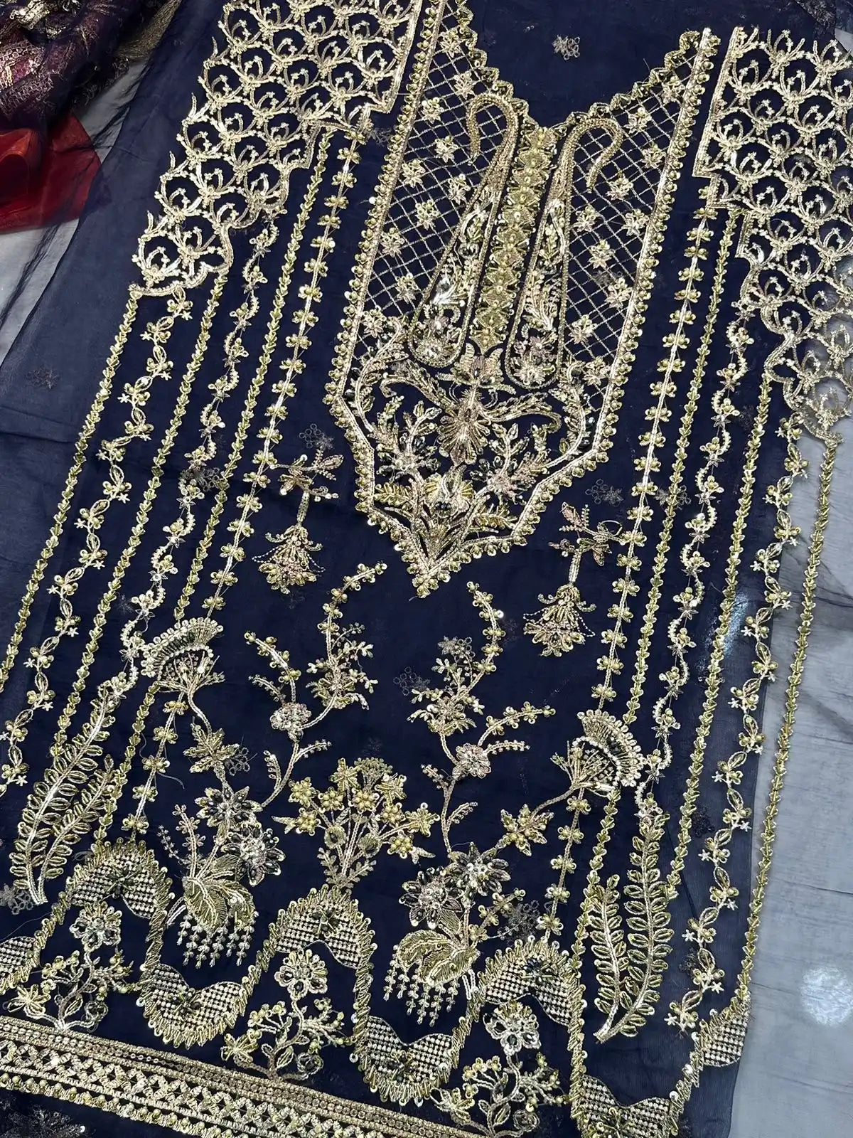 4PC BLUE FANCY HEAVY EMBROIDERY WORK