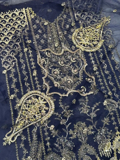 4PC BLUE FANCY HEAVY EMBROIDERY WORK