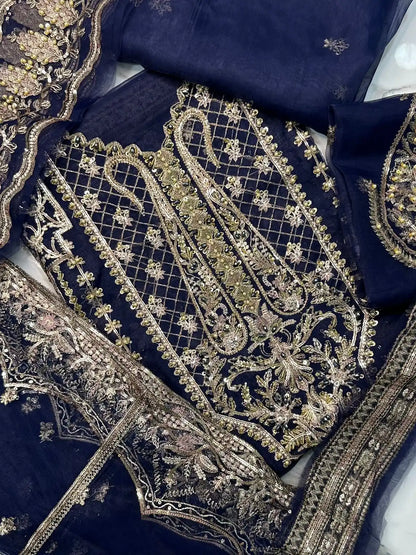 4PC BLUE FANCY HEAVY EMBROIDERY WORK