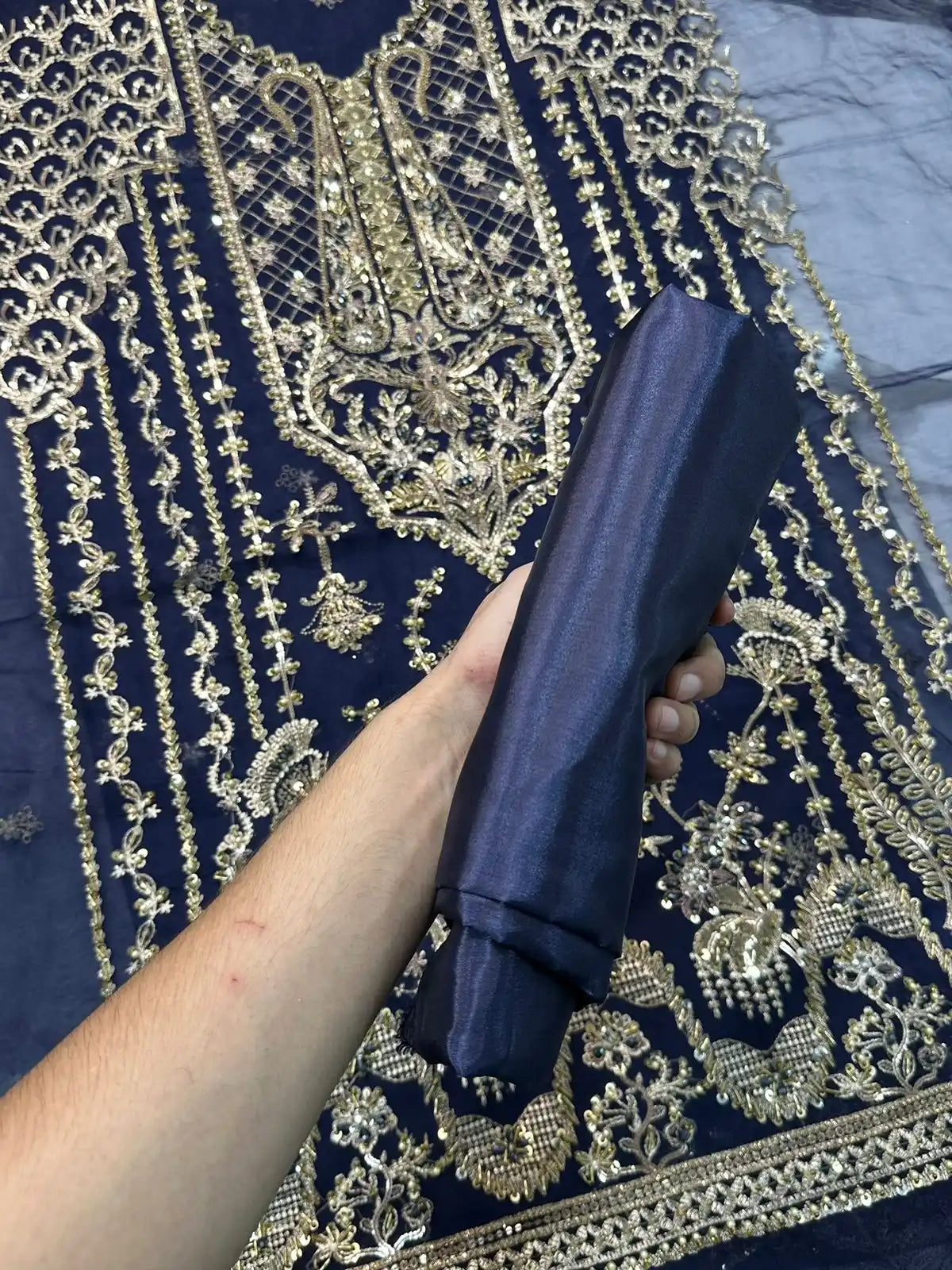 4PC BLUE FANCY HEAVY EMBROIDERY WORK