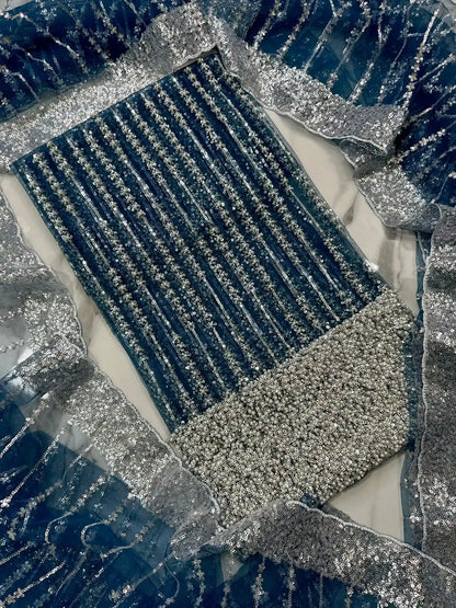 4PC NET FANCY SUIT HEAVY EMBROIDERY WORK