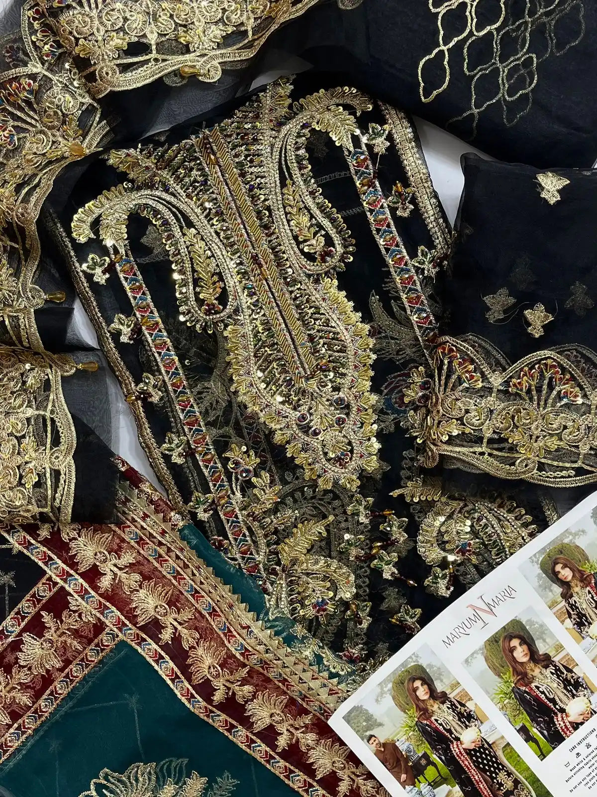 4PC BLACK FANCY HEAVY EMBROIDERY WORK