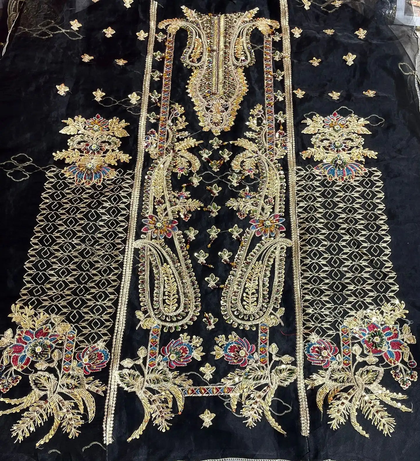 4PC BLACK FANCY HEAVY EMBROIDERY WORK