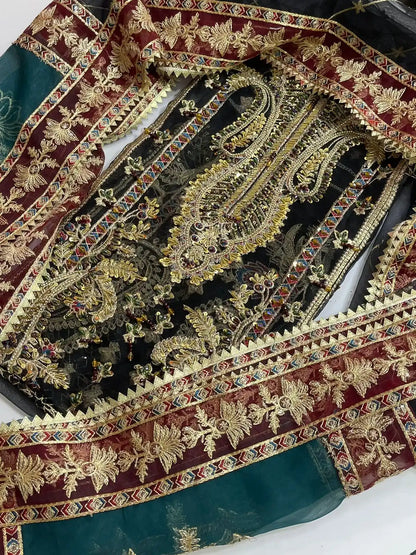 4PC BLACK FANCY HEAVY EMBROIDERY WORK