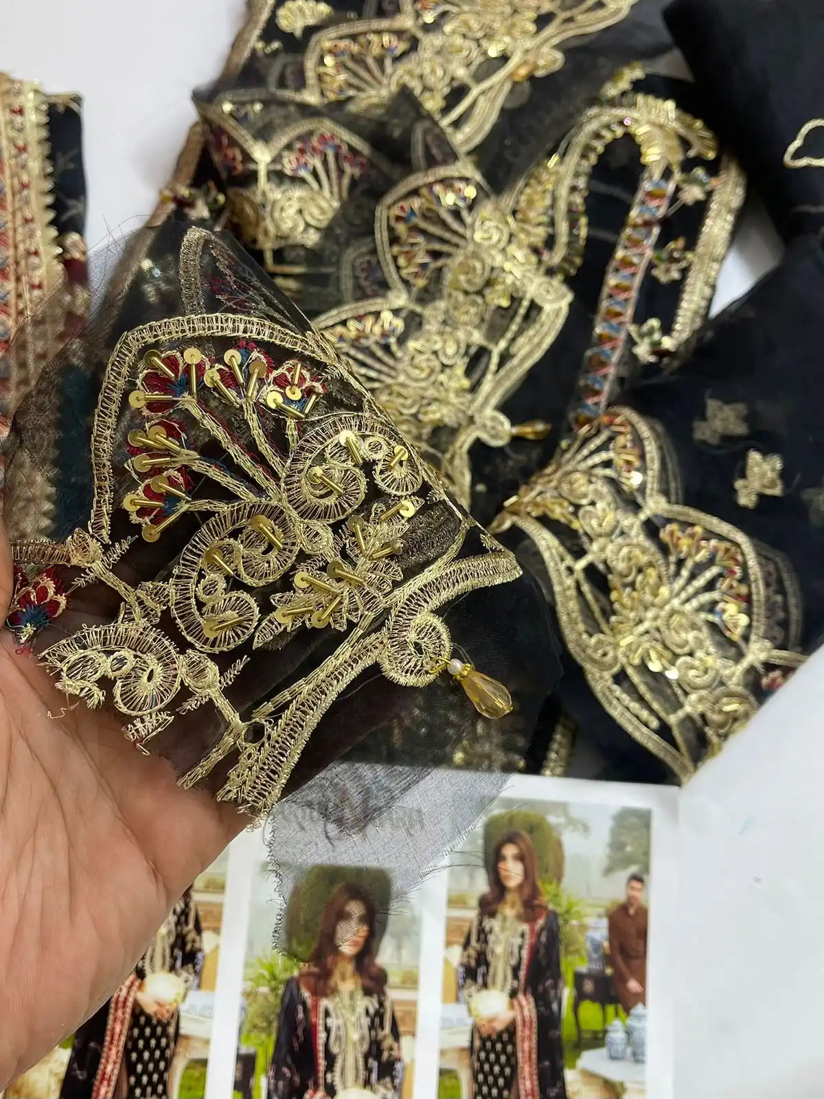 4PC BLACK FANCY HEAVY EMBROIDERY WORK