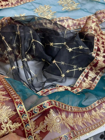 4PC BLACK FANCY HEAVY EMBROIDERY WORK