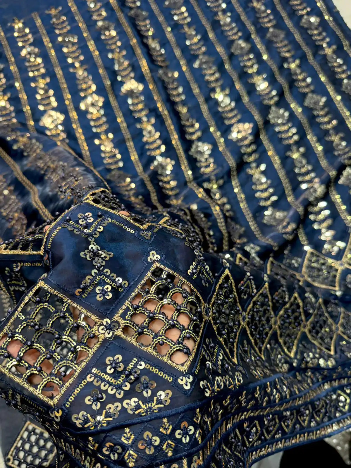4PC SHEESHA SILK FANCY SUIT HEAVY EMBROIDERY WORK