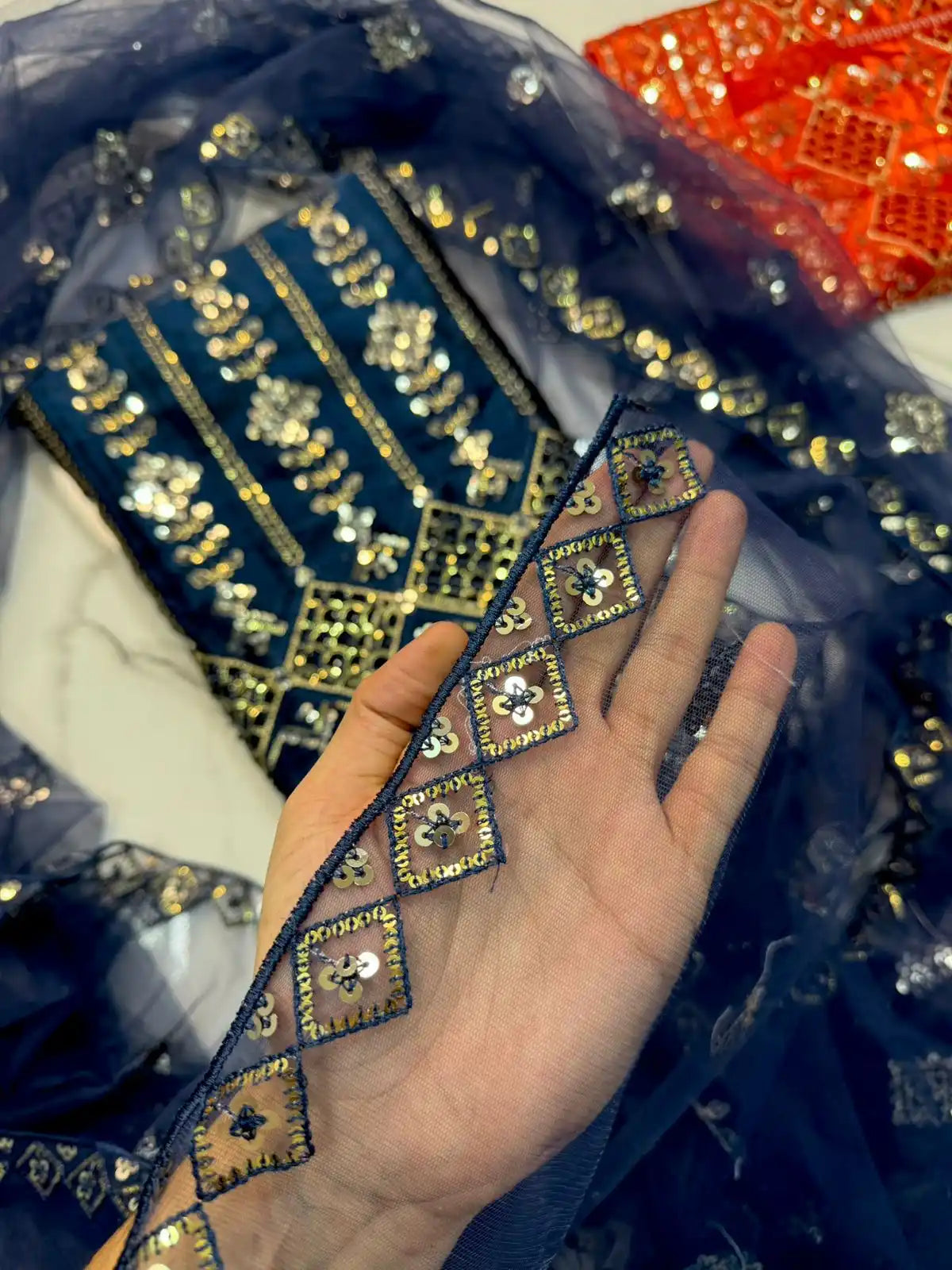4PC SHEESHA SILK FANCY SUIT HEAVY EMBROIDERY WORK