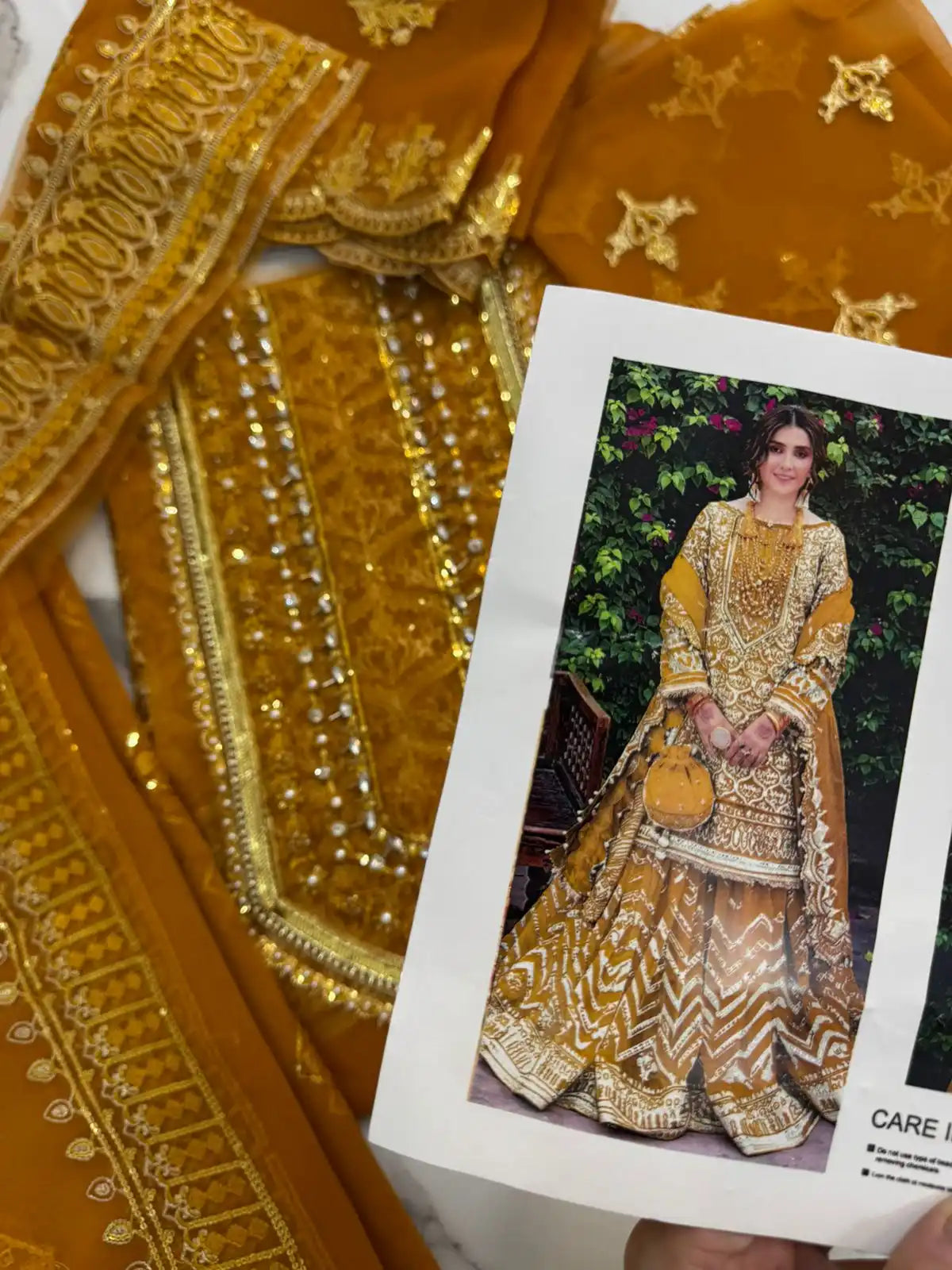 4PC MUSTARD FANCY HEAVY EMBROIDERY WORK