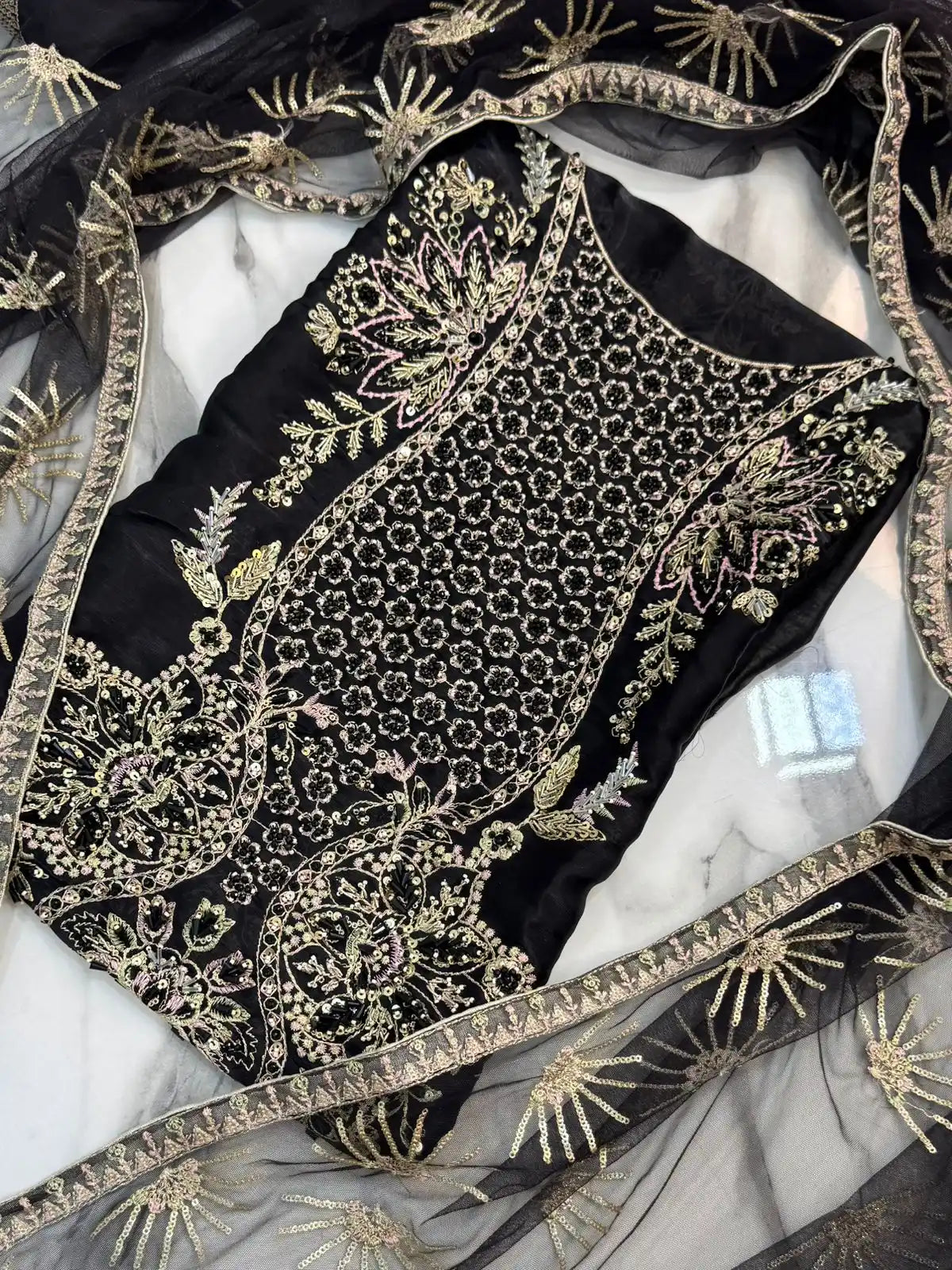 4PC SHEESHA SILK FANCY HEAVY EMBROIDERY WORK