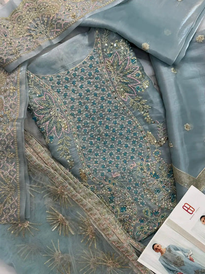 4PC SHEESHA SILK FANCY HEAVY EMBROIDERY WORK