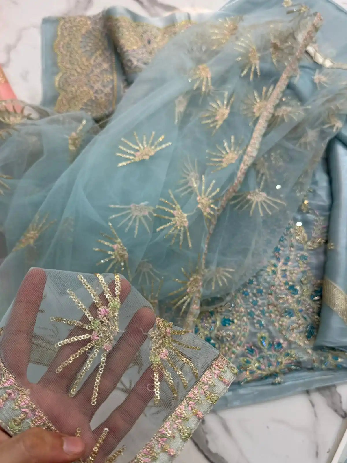 4PC SHEESHA SILK FANCY HEAVY EMBROIDERY WORK