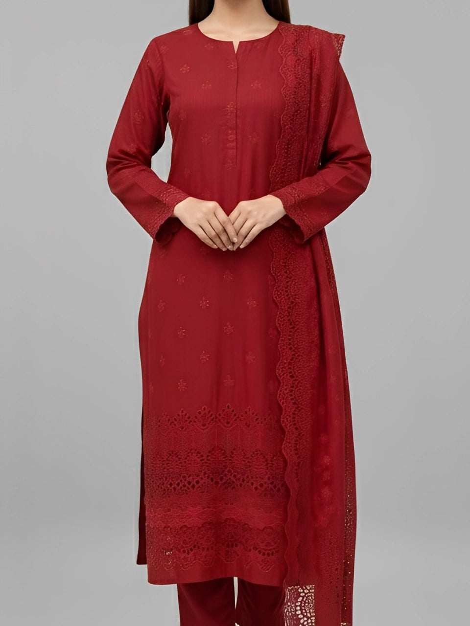 3PC PURE SLUB VISCOS BORING CHICKEN EMBROIDERED