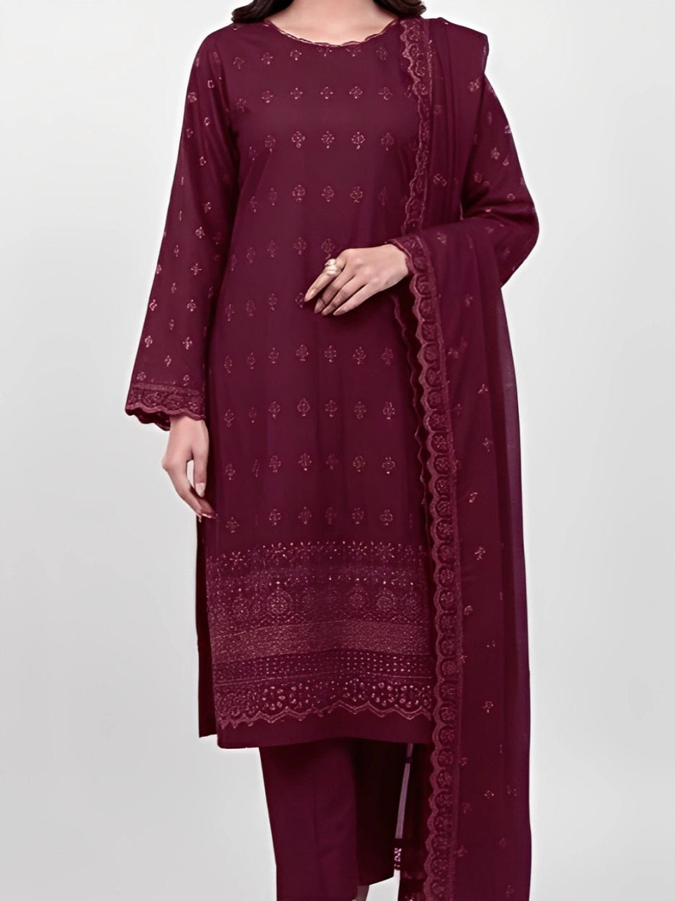 3PC PURE KOTAIL BORING CHICKEN EMBROIDERED