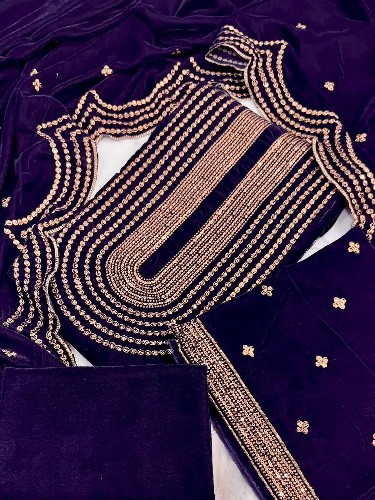 3PC JAAMNI PURE VELVET FANCY HEAVY EMBROIDERED