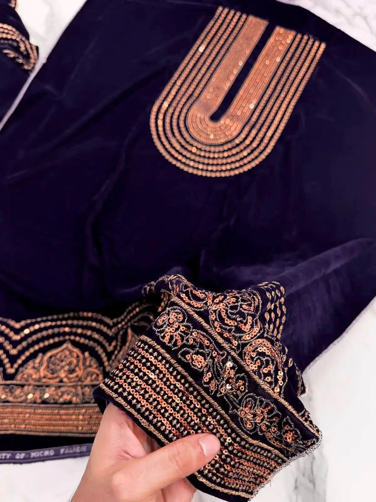 3PC JAAMNI PURE VELVET FANCY HEAVY EMBROIDERED