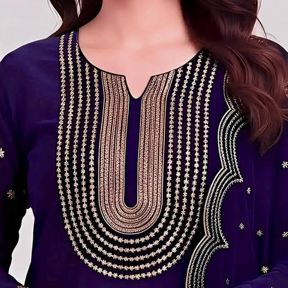 3PC JAAMNI PURE VELVET FANCY HEAVY EMBROIDERED