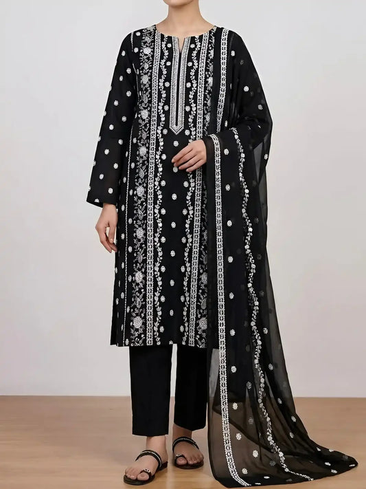 3PC PURE LAWN HEAVY. EMBROIDERED